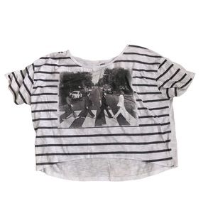 The Beatles black & white graphic print striped cropped top